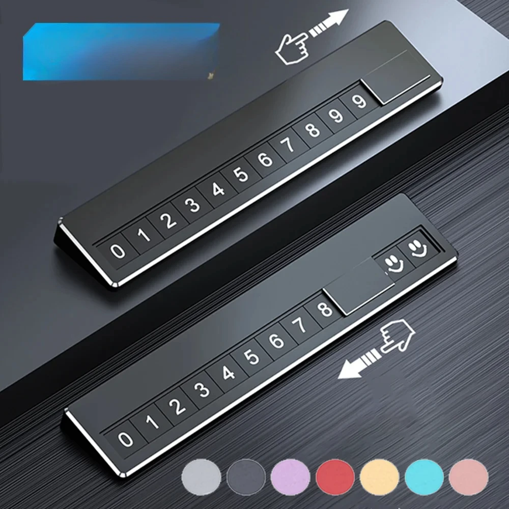 

Aluminium alloy Temporary Car Parking Card Phone Number Car Phone Holder Plate With 6 Sets Of Numbers Car Accessories