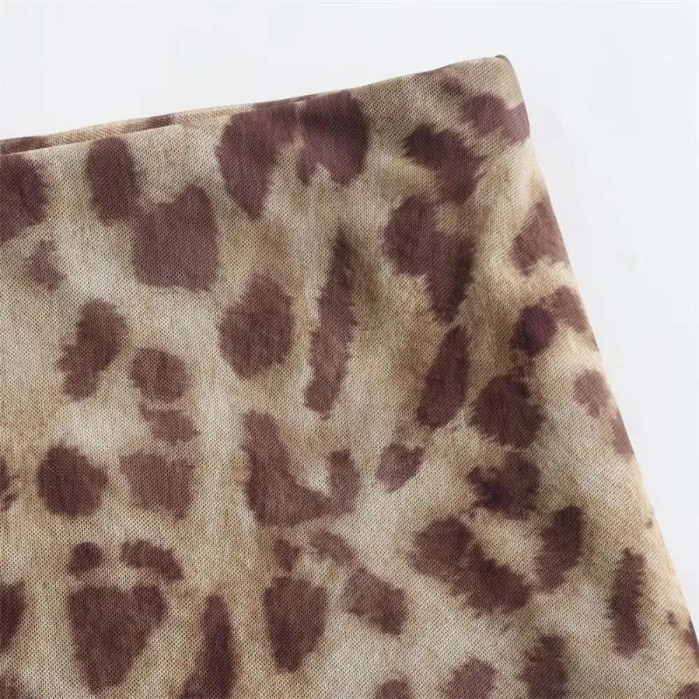 Mode Tule Luipaard Geplooide Top Intage Sexy Dame Rokken Set Hoge Wais Halter Hals Top Luipaard Print Rok Pak