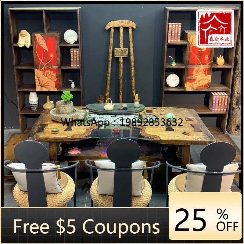 

LYY Solid Wood Circulating Bridge Water Flow Tea Table New Chinese Zen Tea Table Modern Chinese Fish Tank Creative Landscape