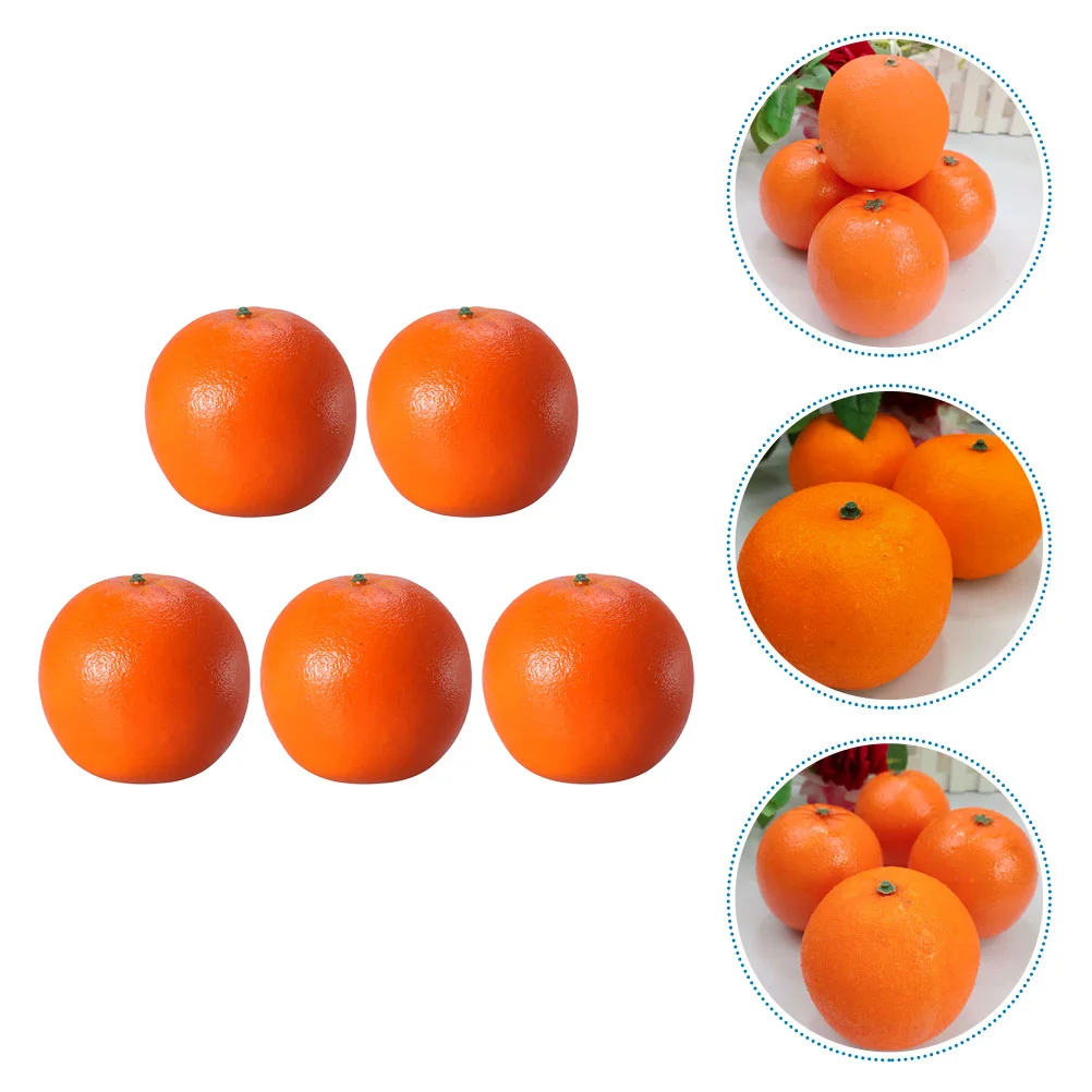 5 Pcs Orange Model Lifelike Models Simulated Fruit Realistic Ornaments Fake Artificial Oranges Foam Decorations Simulation