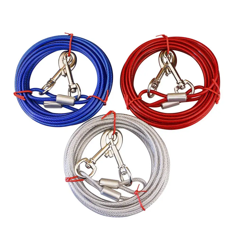 【Reday stock】Double-headed Pet Leash Long Steel Wire Chain for Outdoor Dogs Supplies