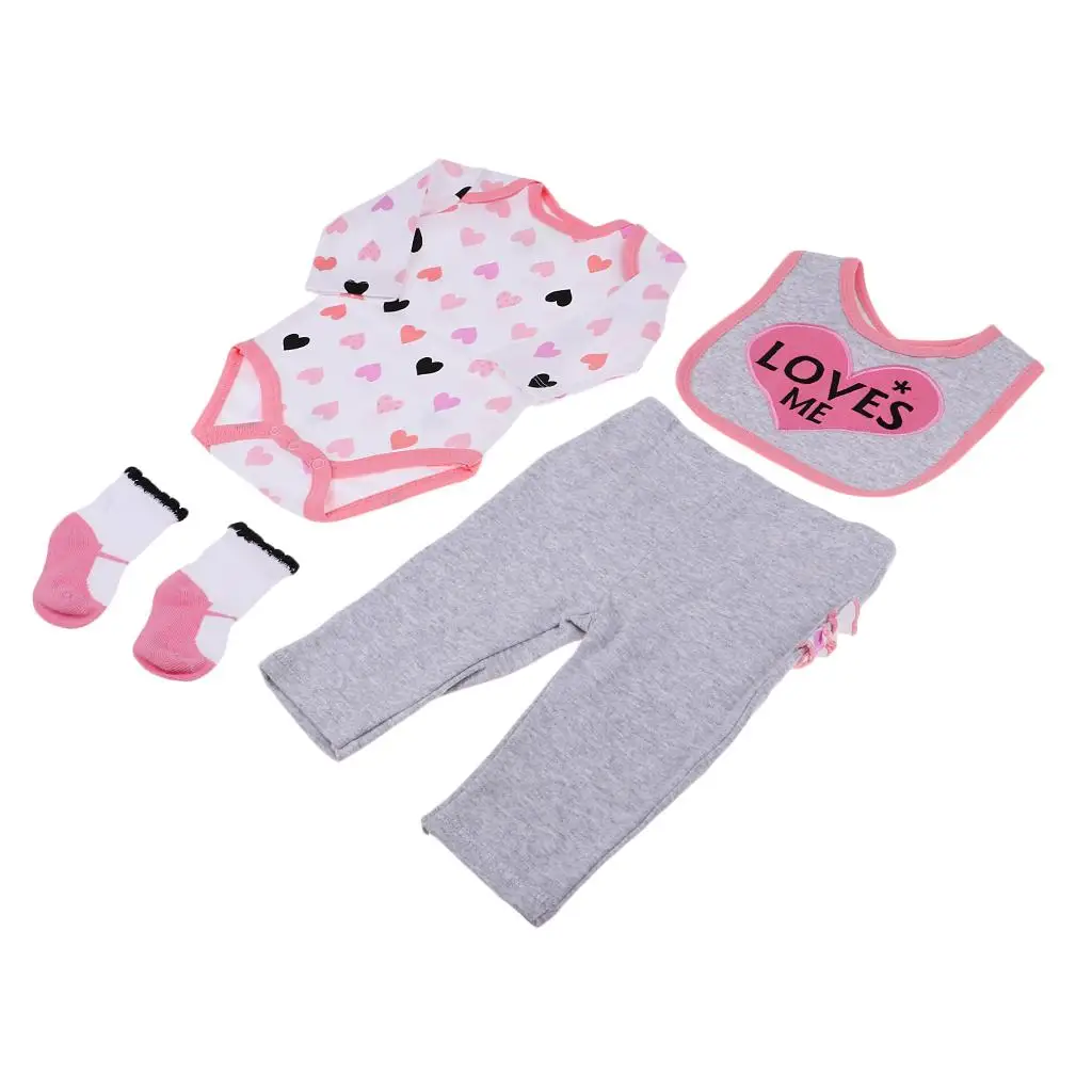 Doll Clothing Set Pink Gray Miniature Dress Long Sleeve Jumpsuit Accessories for Reborn Dolls 22-23 Inch Play