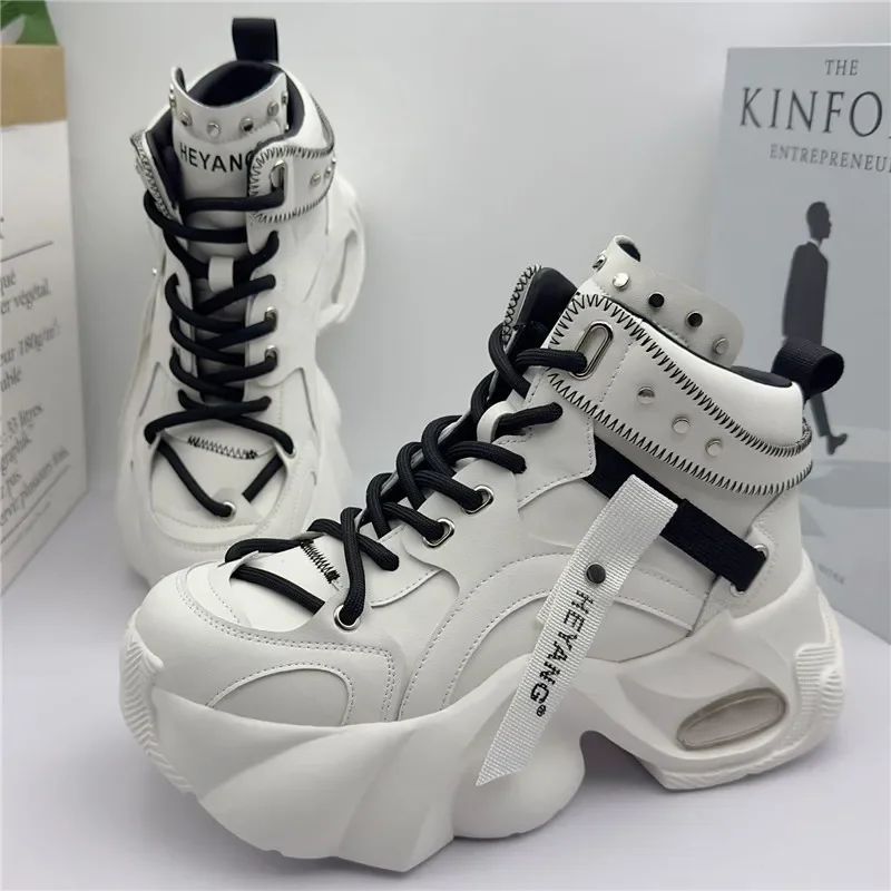 

Shoes for Men Fashion Designer Platform Sneakers for Men White Punk Rivet Thick Bottom Walking Causal Men Shoe Zapatillas Hombre