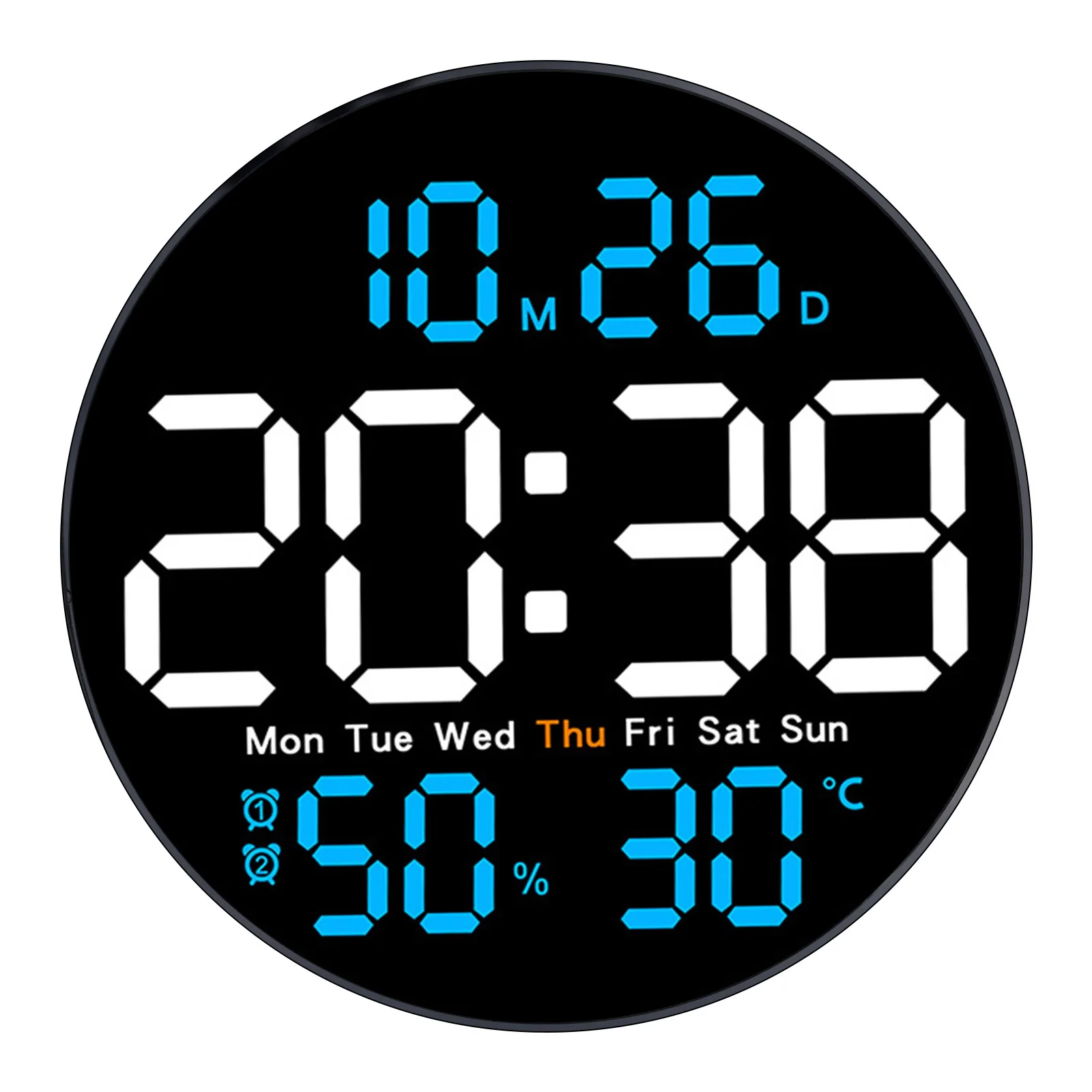 Sleek 10 Inch LED Digital Wall Clock with Alarm Functionality and Environmental Monitoring for Modern Living Spaces