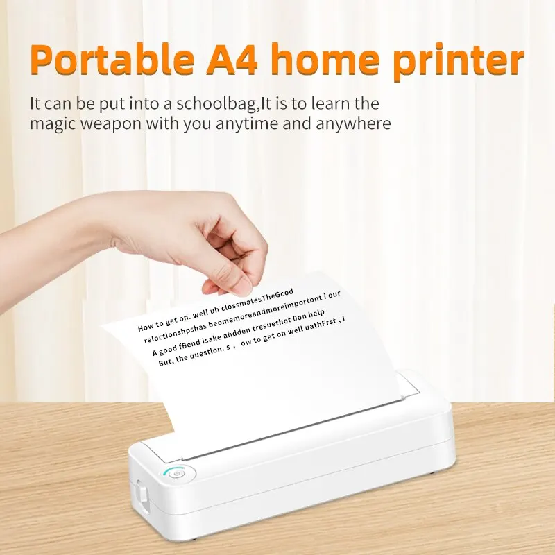 Portable Mini Thermal Printer A4 Paper Photo Printer From Mobile Phone WiFi Wireless Bluetooth Document Office A4 Printer