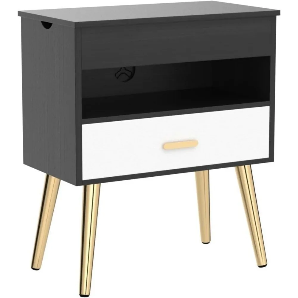 Móveis para casa com luzes LED, reversível Lift Top, Nightstand Set, Bedroom Bedside Table, grande Night Stand, 30 polegadas, conjunto de 2