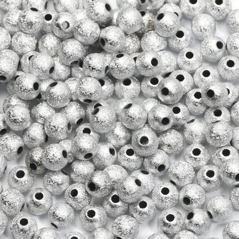 4/6/8/10mm Silver Color Stardust Acrylic Round Balls Spacer Beads Charms Acrylic Beads For Jewelry Making DIY Crafts Accessories