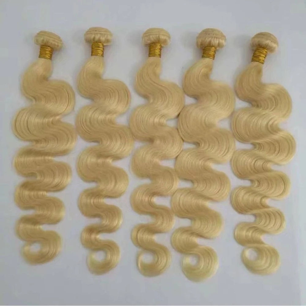 

Индийские пучки человеческих волос Remy Body Wave 613, 100% человеческие волосы, волна медового блонда, цвет для женщин