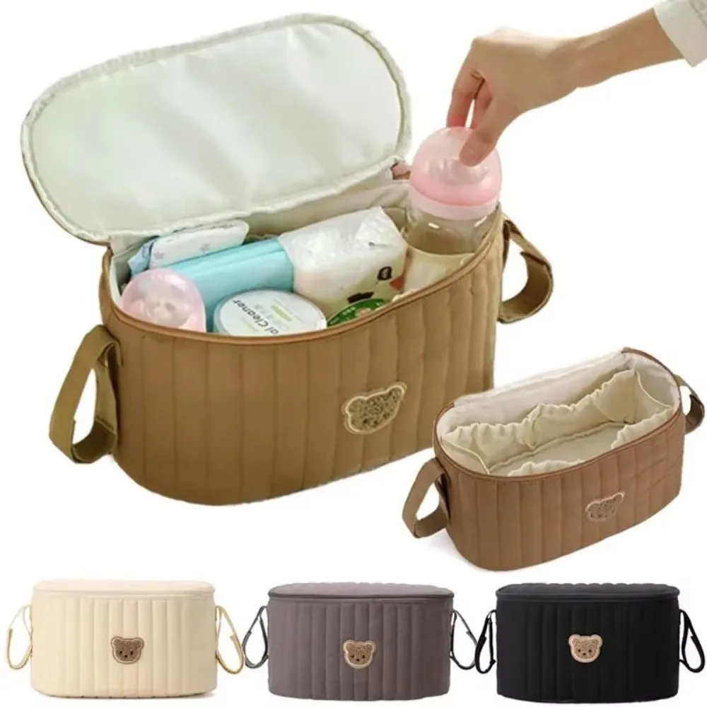 

Korean Style Baby Diaper Bag Cute Bear Design Storage Compartments Stroller Nappy Bag Multifunctional Organizer Pockets