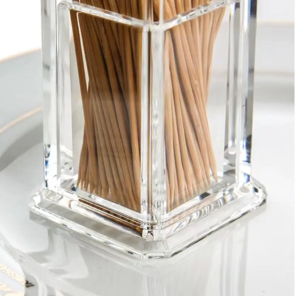 Clear Acrylic Toothpick Cotton Swab Holder Hotel Thickened Dust-proof Dispenser Organizer Storage Box Drop-resistant Living Room