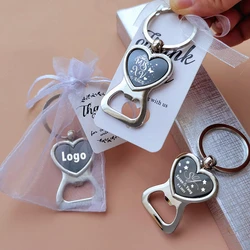 10-50pcs Personalized Heart Keychain Bottle Opener Party Wedding Favors Gifts Souvenirs Baptism Baby Christening Gift For Guests