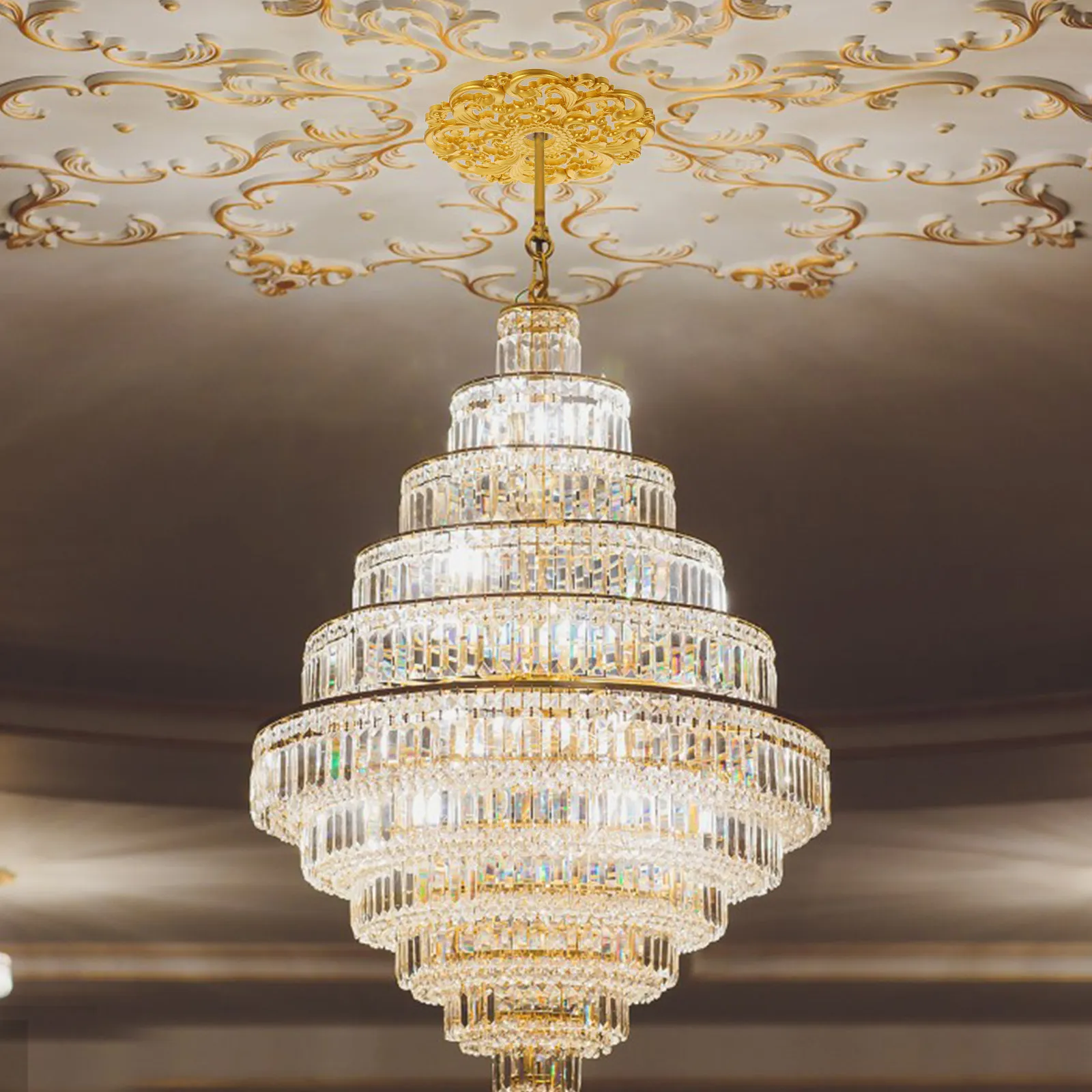 Light Fixture Ceiling Medallion Sturdy Plastic Round Resistant Ceiling Fan Medallion Decoration for Home Office