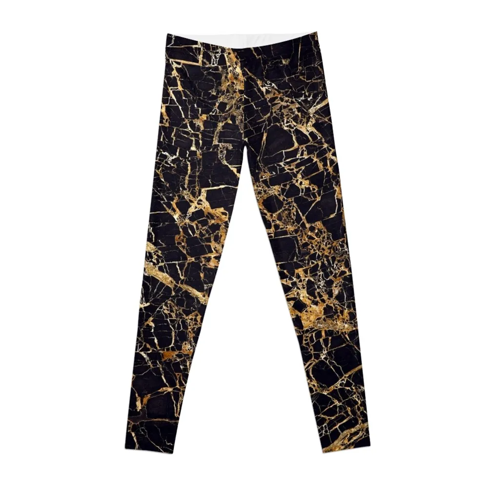 

Black and Gold Marble - Gold Veined Leggings for girls leggins push up woman Womens Leggings