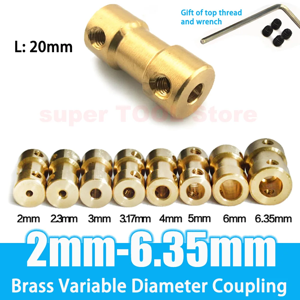 1Pc Mini Brass Rigid Coupling 2mm 2.3 3 3.17 4 5 6mm Shaft Coupler Reducing Connector for RC Model Motor Transmission DIY Parts