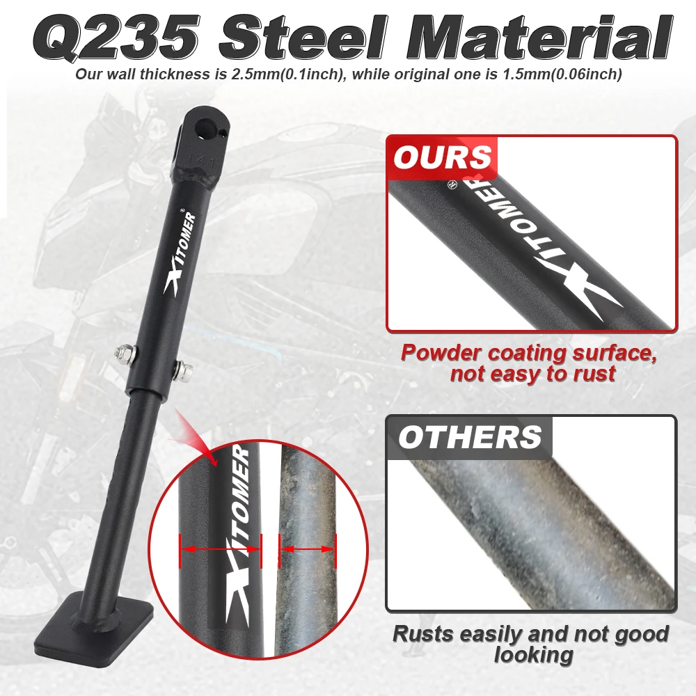Kickstand motocicleta de alumínio para cfmoto 450nk 2023 2024 450 nk suporte lateral ajustável suporte lateral