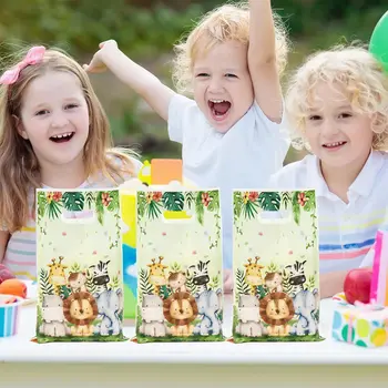 Djungeldjur Handväskor Safari Födelsedagspresentpåsar Vild En Födelsedagsdekoration Djungel Födelsedagsgodispåsar Baby Showerdekoration 6 best sales Happy birthday animals - №6