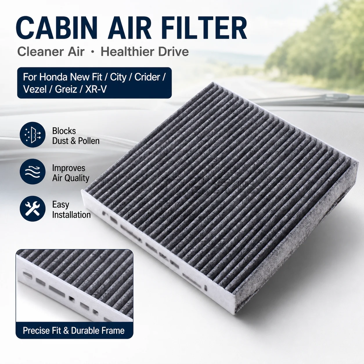 Cabin Air Filter Replacement Dustproof Easy Installation For Honda New Fit City Crider Vezel Greiz XR-V Auto Accessory