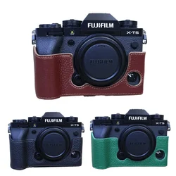 Genuine Leather Camera Half Base Body Case Cover For Fujifilm X-T5 XT5 Camera Quick Plate Protective Shell