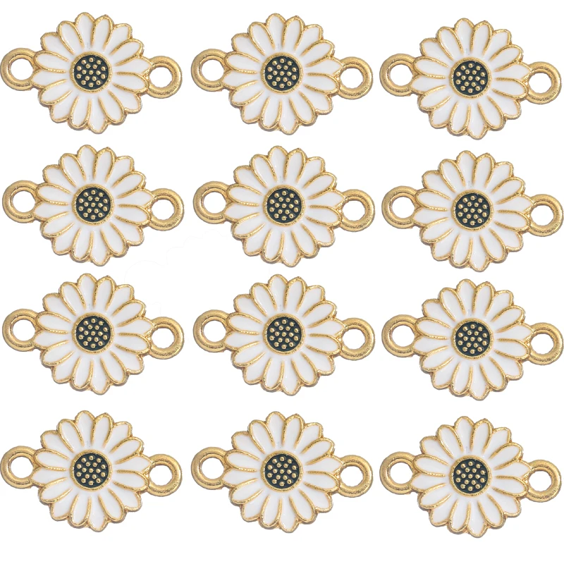 10pcs/lot Sunflower Daisy Flower Connector Charms Pendant DIY Handmade Necklace Bracelet for Jewelry Making Accessories