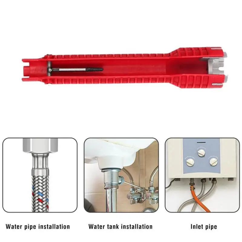 Llave de fontanero antideslizante 8 en 1, herramienta de reparación de fontanería, llave de fregadero de Flume, llave inglesa, juegos de