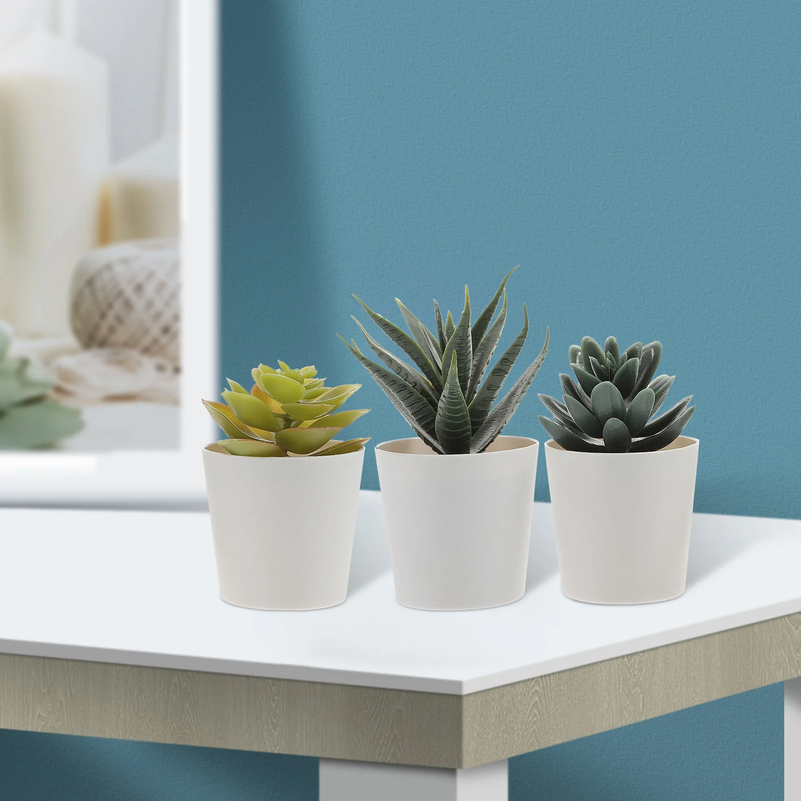 

3Pcs Artificial Bonsai Fake Succulent Bonsai Simulation Green Plants Suitable for Home Office Desk Decoration Potted Plants