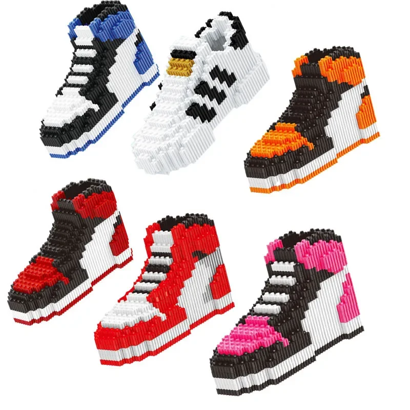 Linkgo Shoes Connection Building Blocks Shoe Puzzle DIY Assembled Diamond Mini Brick Figure Toys for Kid Birthday Gift