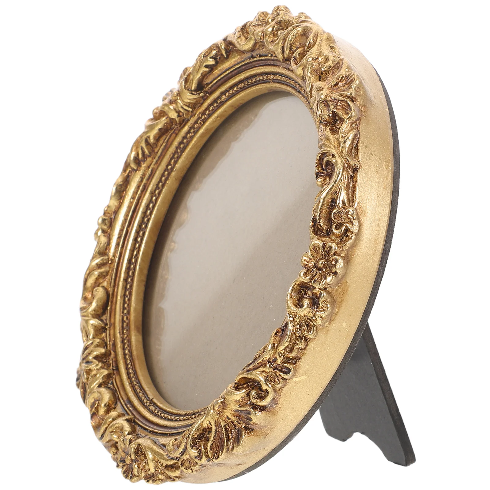 

Round Resin Photo Frame Vintage Ornate Style 5.31 Inch Tabletop Standing European French Country Decorative Picture Holder