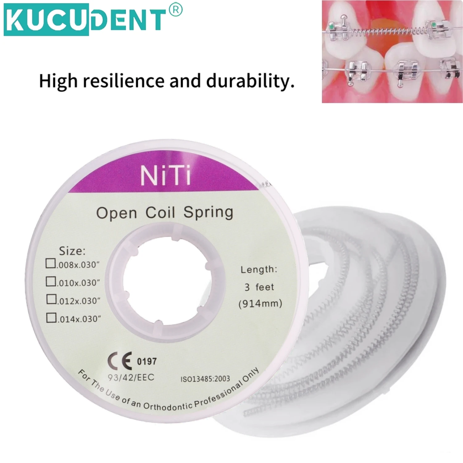 Ressort hélicoïdal ouvert Niti orthodontique dentaire, 3 pieds/914mm, matériaux orthodontiques 0.008 0.010 0.012 0.014, outils de dentisterie