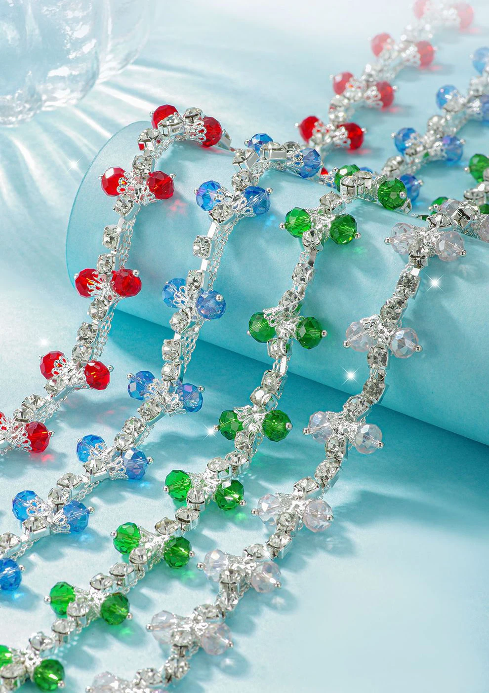 10 Yards Strasskette Kleidungszubehör Kristalldiamant Schuh- und Taschendekoration DIY-Bastelzubehör Strassband Nähzubehör – Detail 1