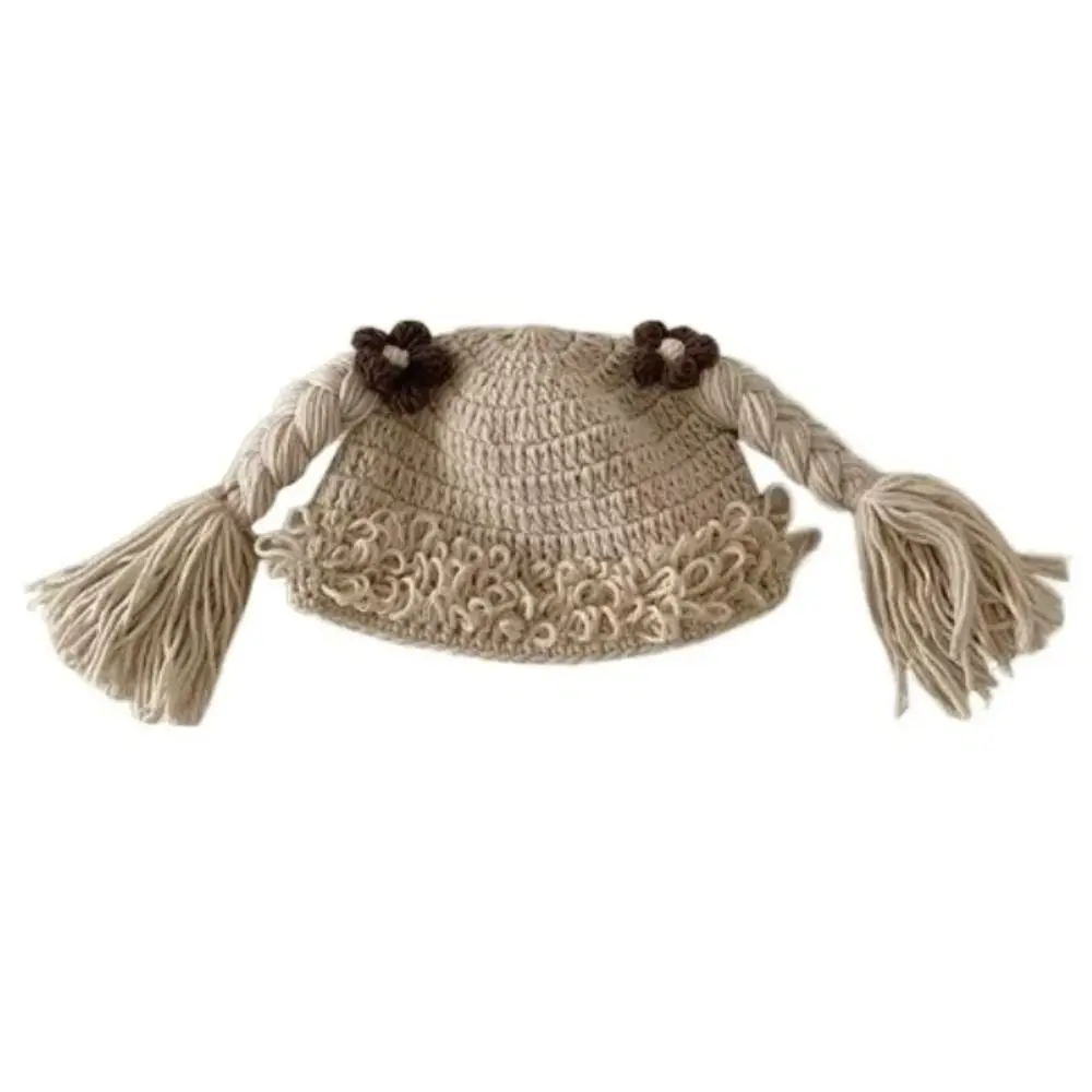 

Универсальная дышащая шапочка-косичка для малышей, ветрозащитная эластичная шерстяная шапка с бантом и цветком, головной убор для новорожденных, осенняя