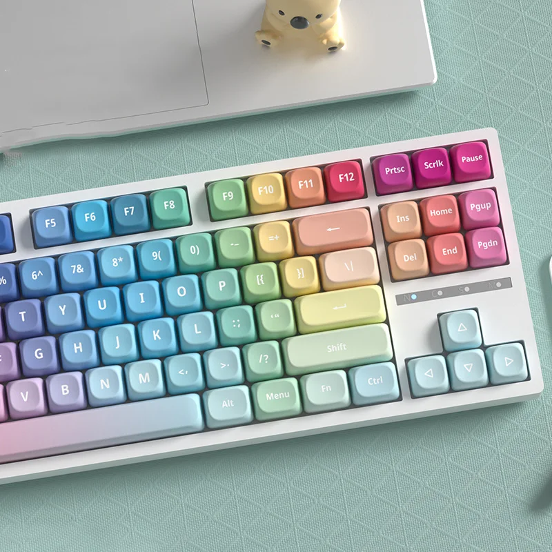 

Five Side Dye Sublimation PBT Keycap Set Colorful MOA Profile Custom Keycaps 121 Keys for MX Switch Mechanical Keyboard