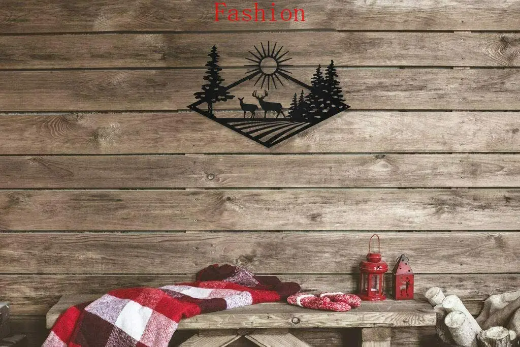 Morning Rise Deer Hunting Steel Metal Wall Art Sign For Home Cabin Decoration Home Living Room Decor  Vintage Metal Plate Art wa