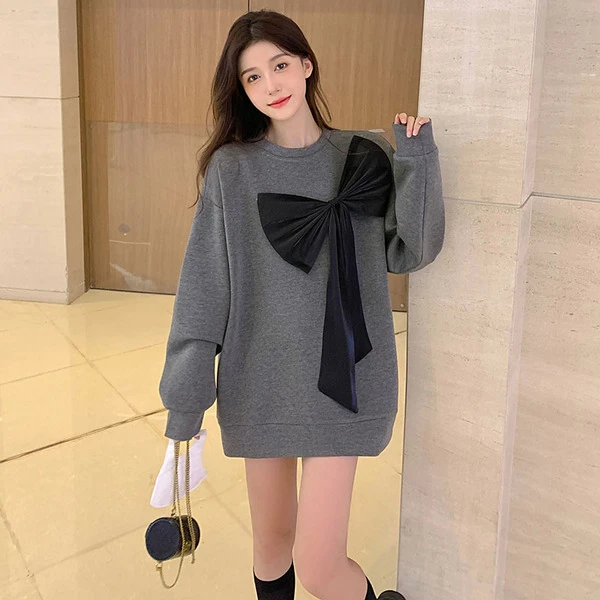 

Y2k Tops Oversized Sweatshirts Women's Clothing 2023 Ropa Mujer Bandage Bow Casual Fashion Pullovers Thicked Korean Hoodies