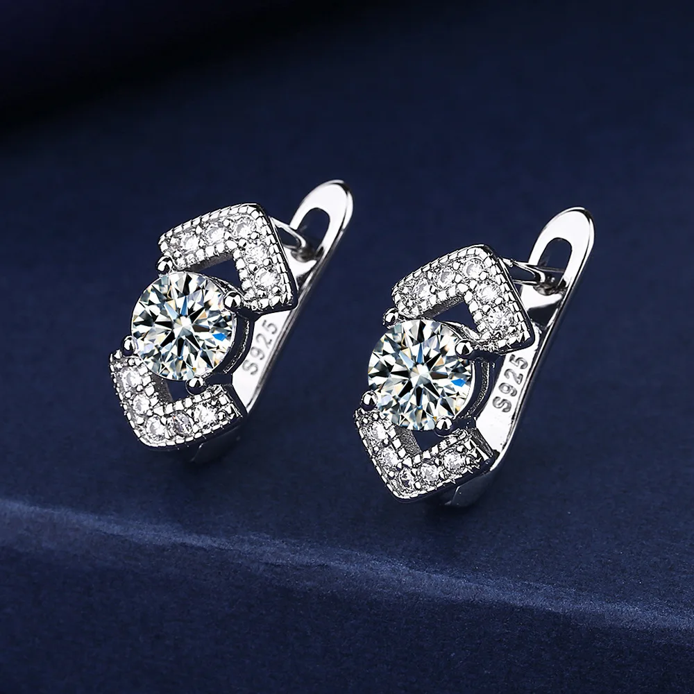Ohrringe aus 925er-Sterlingsilber für Damen, runde Zirkon-Ohrringe, funkelnde Party, Hochzeit, Schmuck, Geschenkzubehör