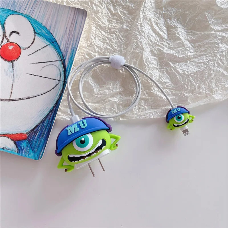 漫画ディズニーケーブルiphone 11 12 13 ipad 18ワット20ワットデータラインシリコーン急速充電器ケーブル保護オーガナイザー