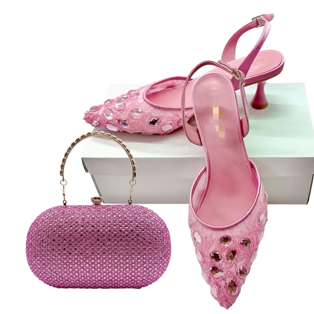 

Italian style Shoes Dinner Wedding Lace Diamond Slim Heel Sandals Women's Summer Points