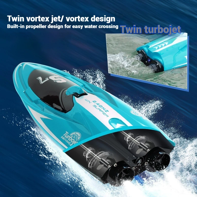 

New Remote Control Boat 2.4g Electric Toy Boat Speedboat Rowing Racing Water High-Speed Double Turbojet Remote Control Boat