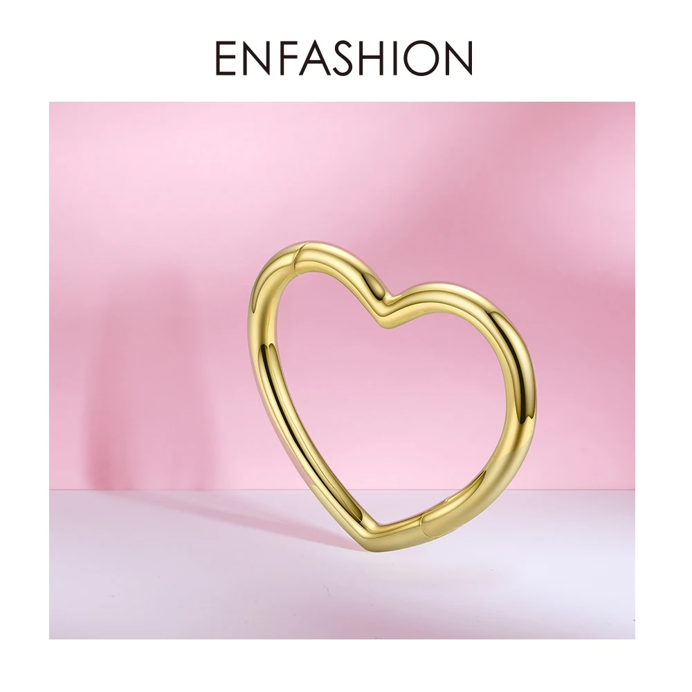 ENFASHION Heart Cuff Bangles For Women Accessories Gold Color Brass Bracelets Fashion Jewelry Friends Gifts 2020 Pulseira BC2006