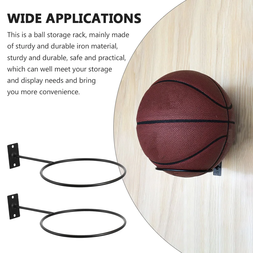 

2pcs Iron Balls Rack Black Wall Mount Basketball Stand For Home Gym Mall Display Hat Holder Volleyball Football Bracket