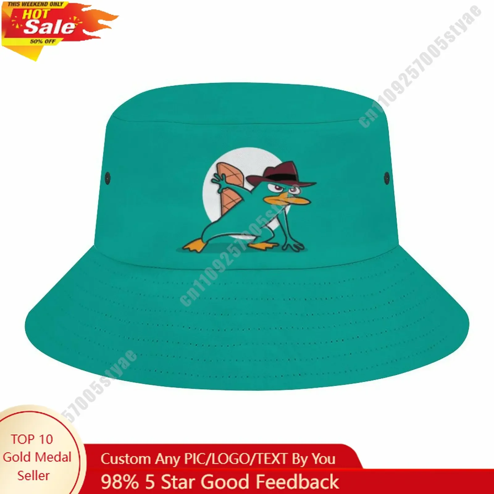 

Perry Platypus Bucket Cap Disney Cartoon DIY Custom Your Graphic Design Fisherman Hat Holiday Gift Sun Protection Fashion Hat