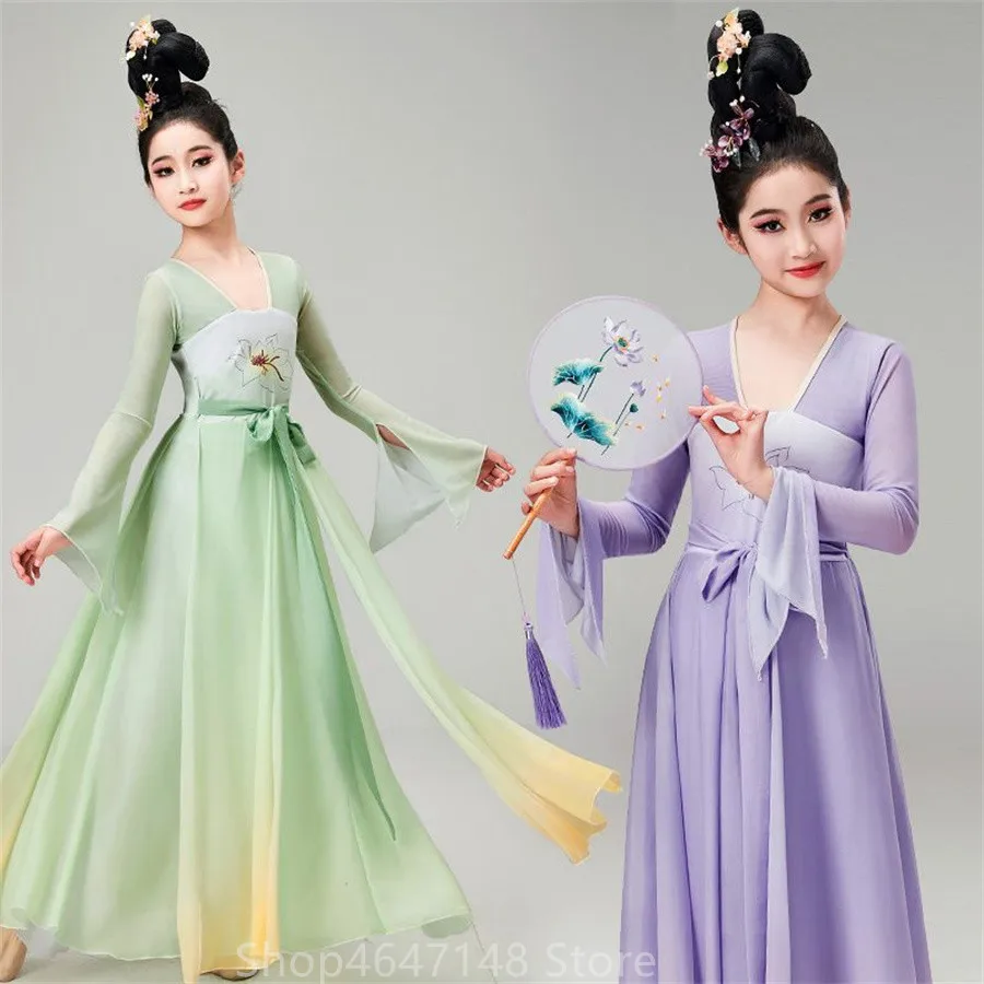 

Children'S Dance Costume Hanfu Ancient Costume Fairy Elegant Chinese Style Classical Dance Costume Suit Creative Simple