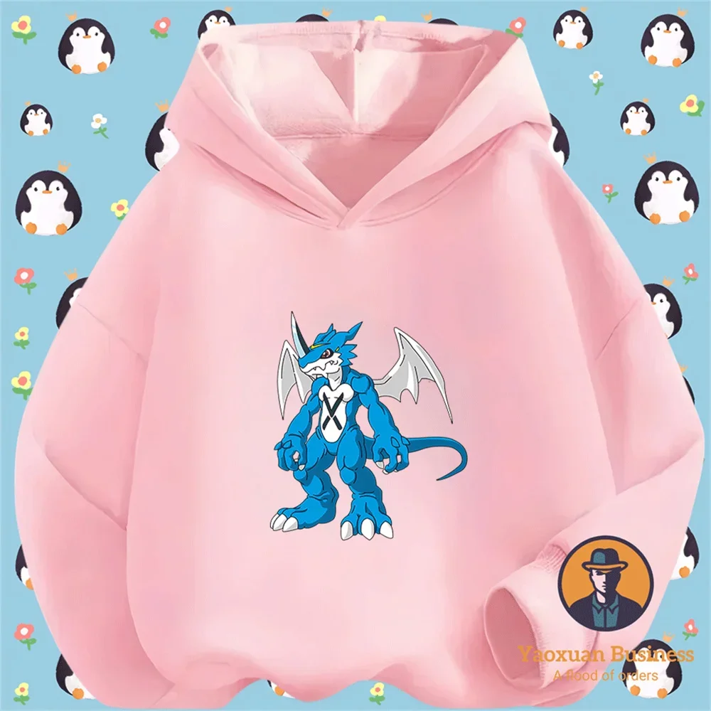 Sudadera con Capucha de Moda para Estudiantes, de Algodón Puro, con Estampado de Monstruos Digitales, para Actividades al Aire Libre