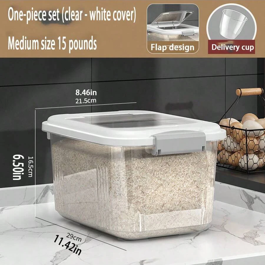 Household Rice Bucket 35 Kg Thicker 25 Kg Moisture-proof And Insect-proof Sealed Storage Box 15 Kg Rice Storage Box Rice 1PC