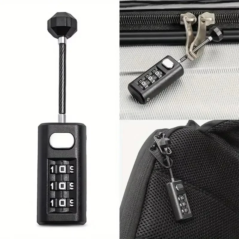 3-Position Combination Lock Mini Luggage Padlock Recoverable Coded Lock Combination Lock Dormitory Cabinet Lock Backpack Zipper