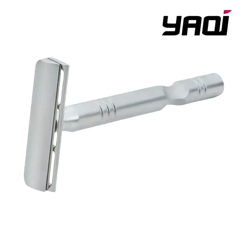 YAQI Mens Safety Razor Matte Chrome Color Excalibur Single-edged AC Blade Collectibles Wet Shave Tools Best Gift for Men