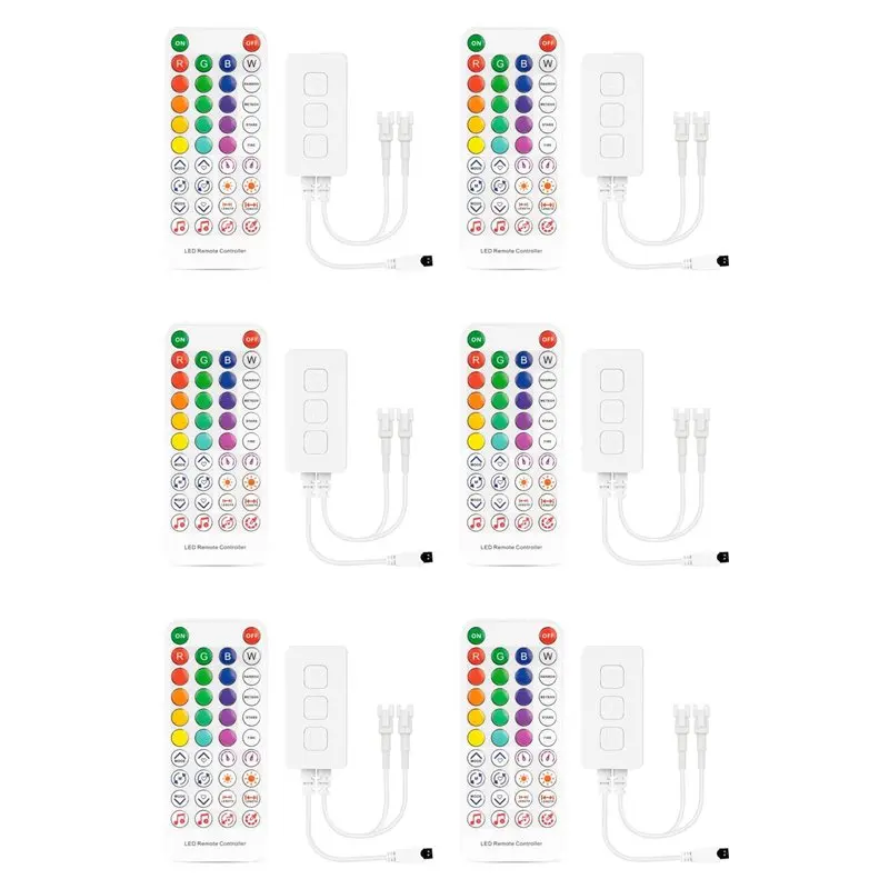 

Контроллер для адресной светодиодной ленты ABBO-6X SP611E WS2812B WS2811 с Bluetooth, музыкой, ИК-пультом на 38 кнопок и управлением через приложение, для адресного светодиодного освещения DC5V-24V