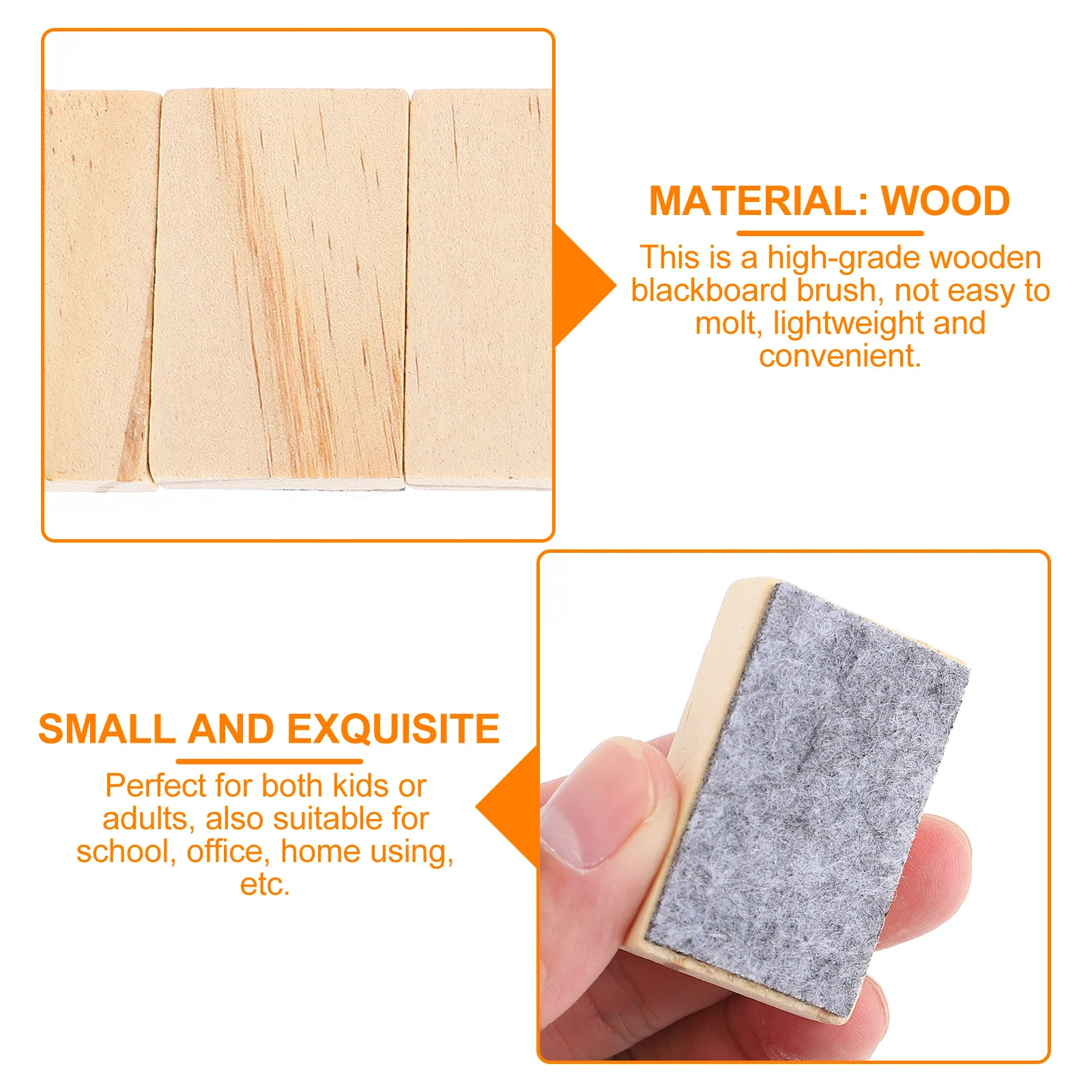 20Pcs Dry Eraser for Blackboard Wooden Frame Felt Pad Efficient Chalk Residue Removal Ideal for Home School Office