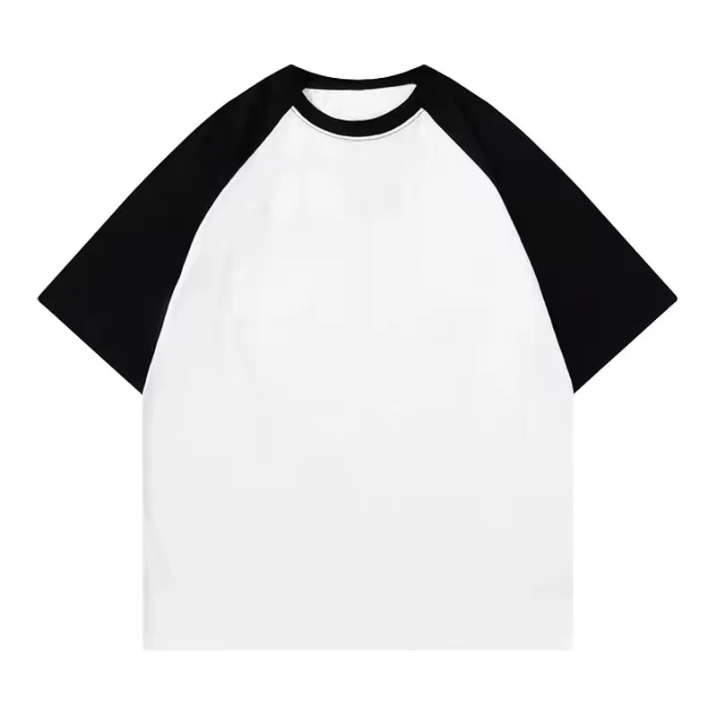 T-shirt da donna con maniche Raglan corte a 5 quarti Casual Patchwork sciolto popolaro-collo pigro stile coreano semplice Vintage Ulzzang INS