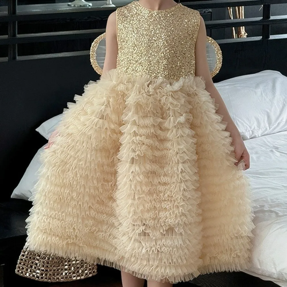 

Детское платье принцессы с бабочкой и бантом и крыльями, длинное свободное платье с круглым вырезом и блестками на день рождения