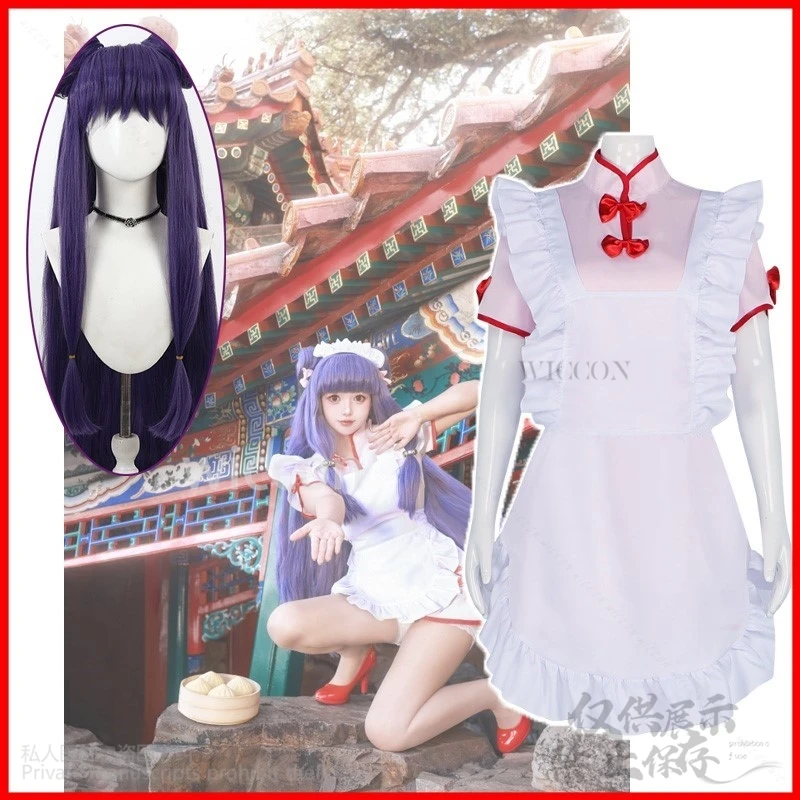 New Anime Ranma ½ Cosplay Shampoo Chinese Style Maid Dress Lolita Wigs Woman Girls Sexy Kawaii Party Suit Halloween Christmas